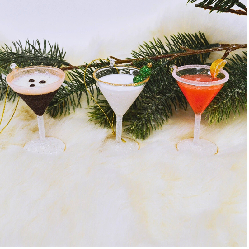 glass martini christmas ornaments