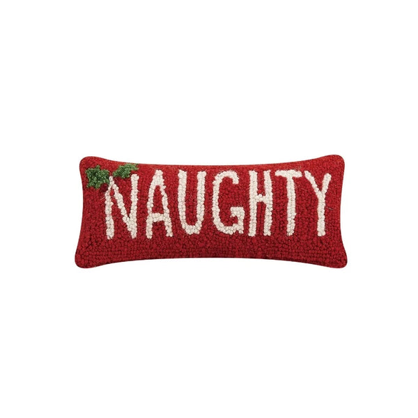 naughty holiday red christmas pillow