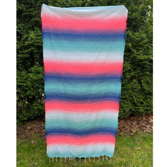 neon pink fouta turkish stripe towel