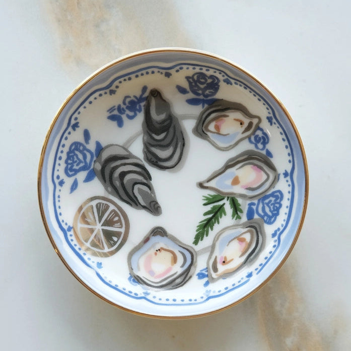 cute oyster print trinket dish