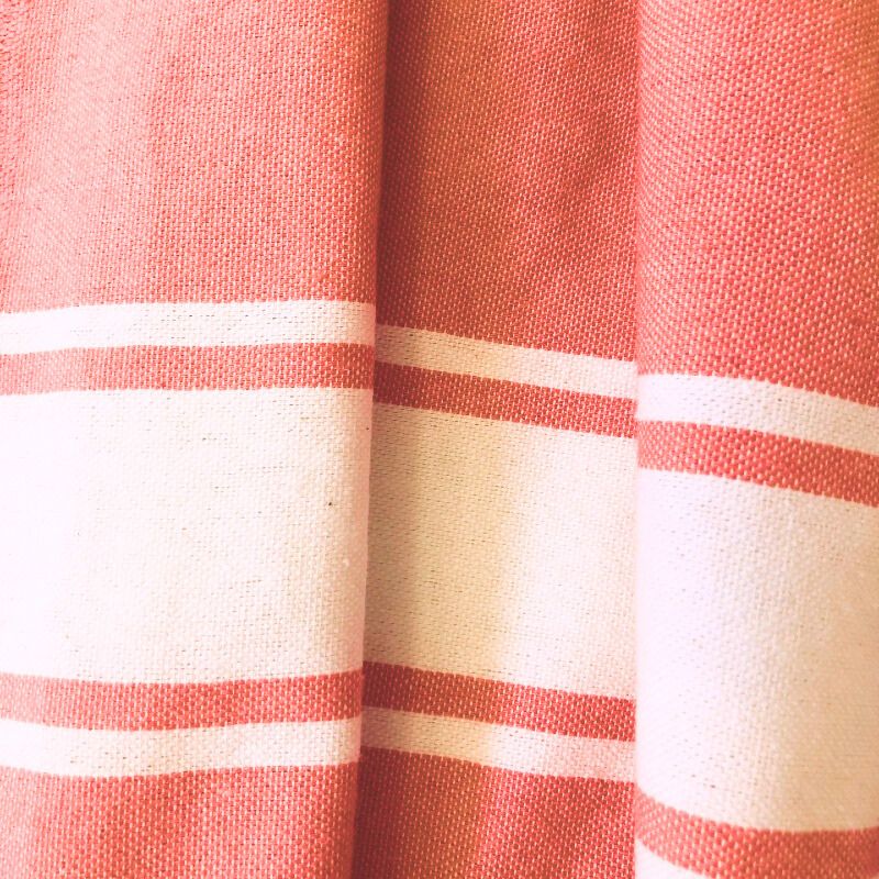 Pale Coral Turkish Towel | Coral & White Fouta Blanket