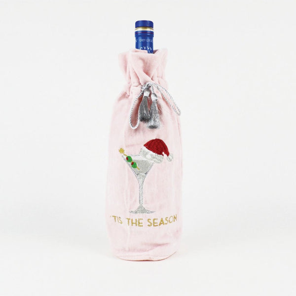 pink velvet martini holiday wine bag