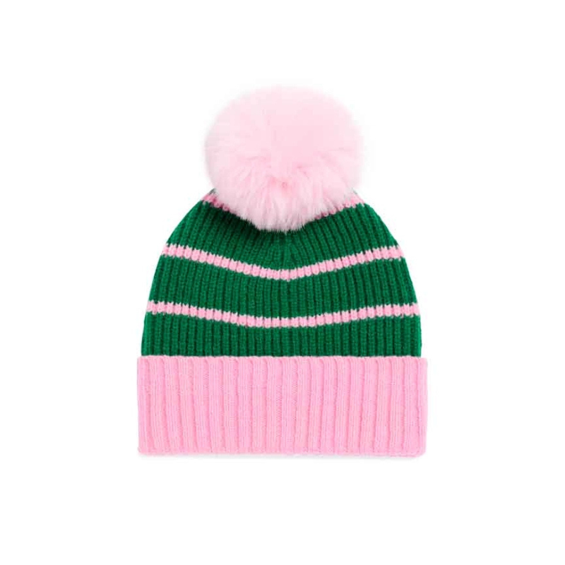 womens pink and green winter hat
