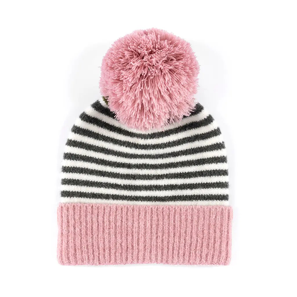 Quinn Winter Hat in Pink and Black