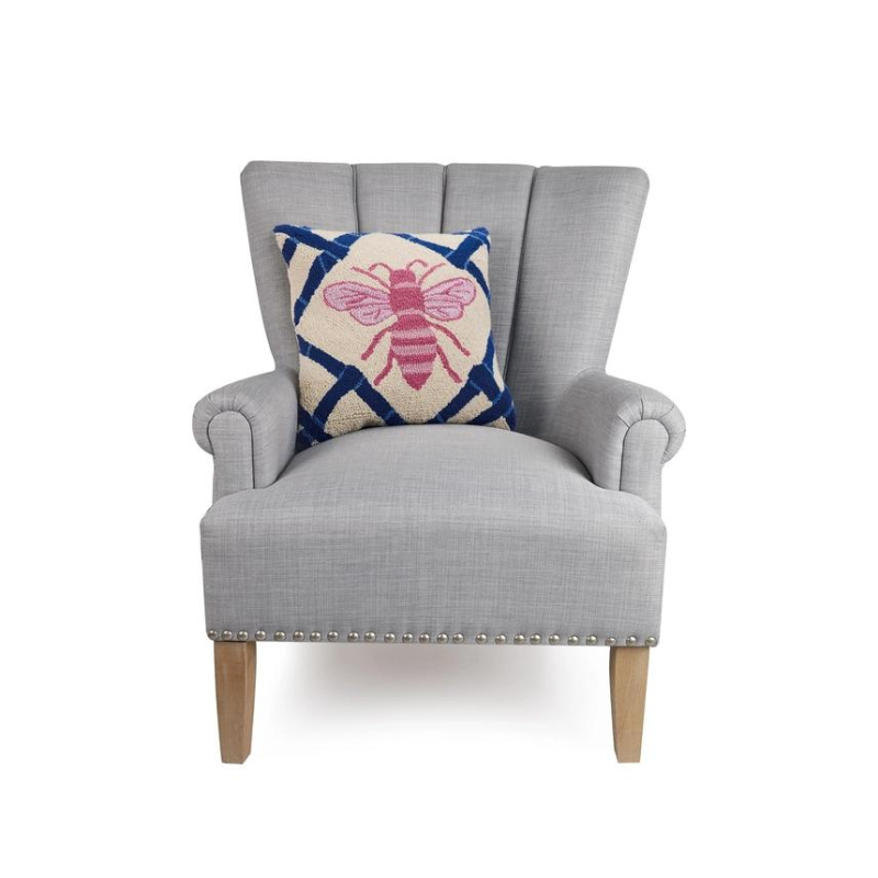 blue and pink bee throw pillow