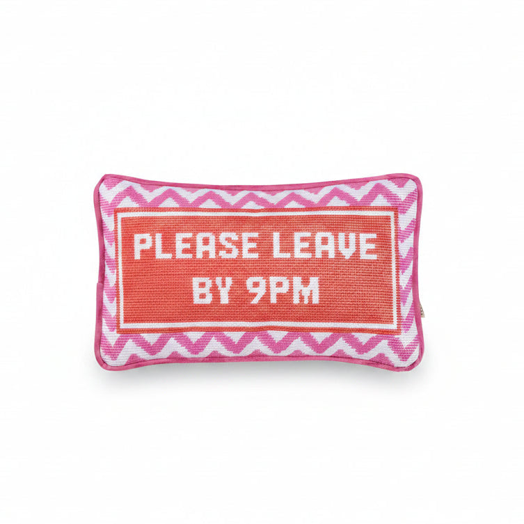 please leave by nine funny pillow