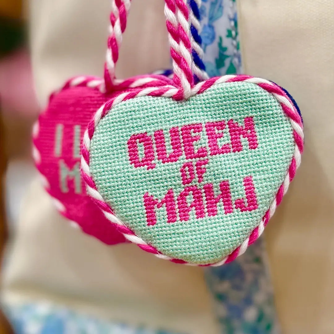 needlepoint mahjong bag charm