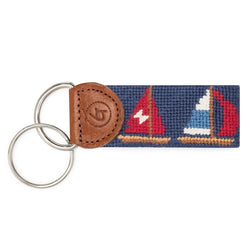 sailboats needlepoint keychain