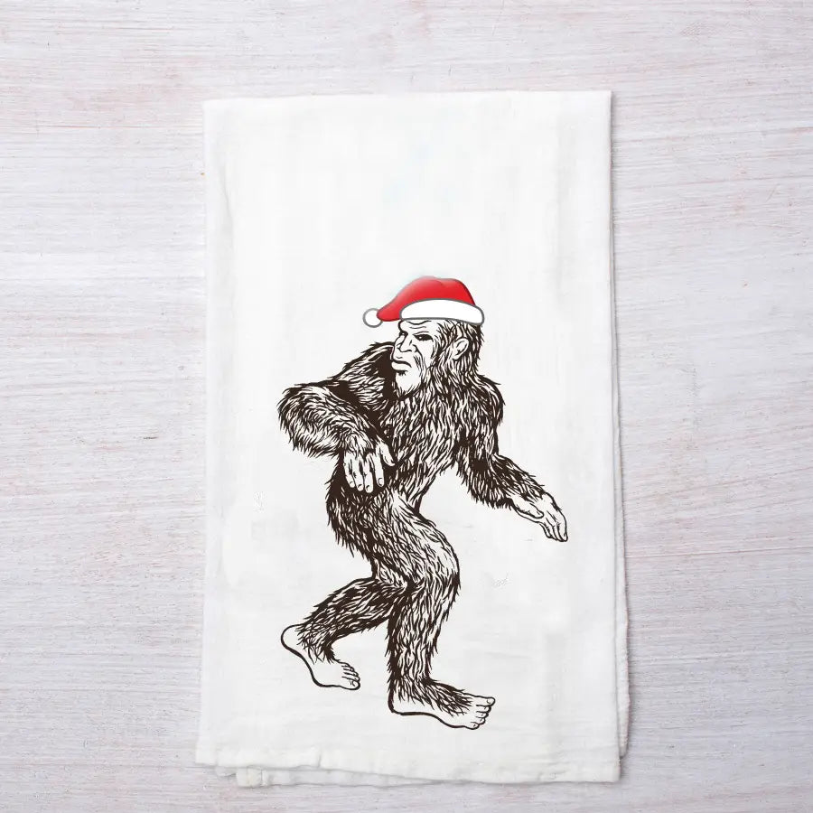 sasquatch santa kitchen towel