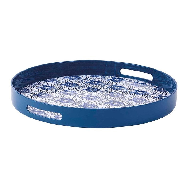 blue and white seahorses tray