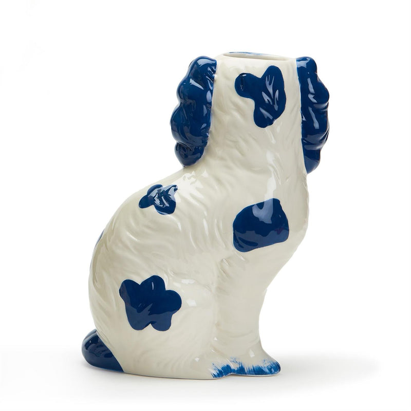 white dog vase