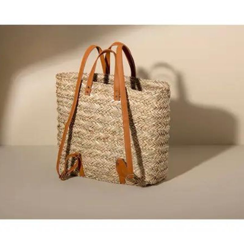 straw bag and backpack