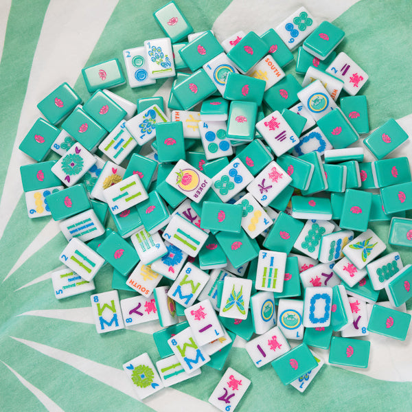 cute teal mahjong tiles