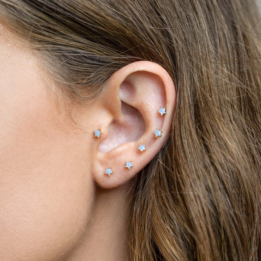 tiny blue star stud earrings