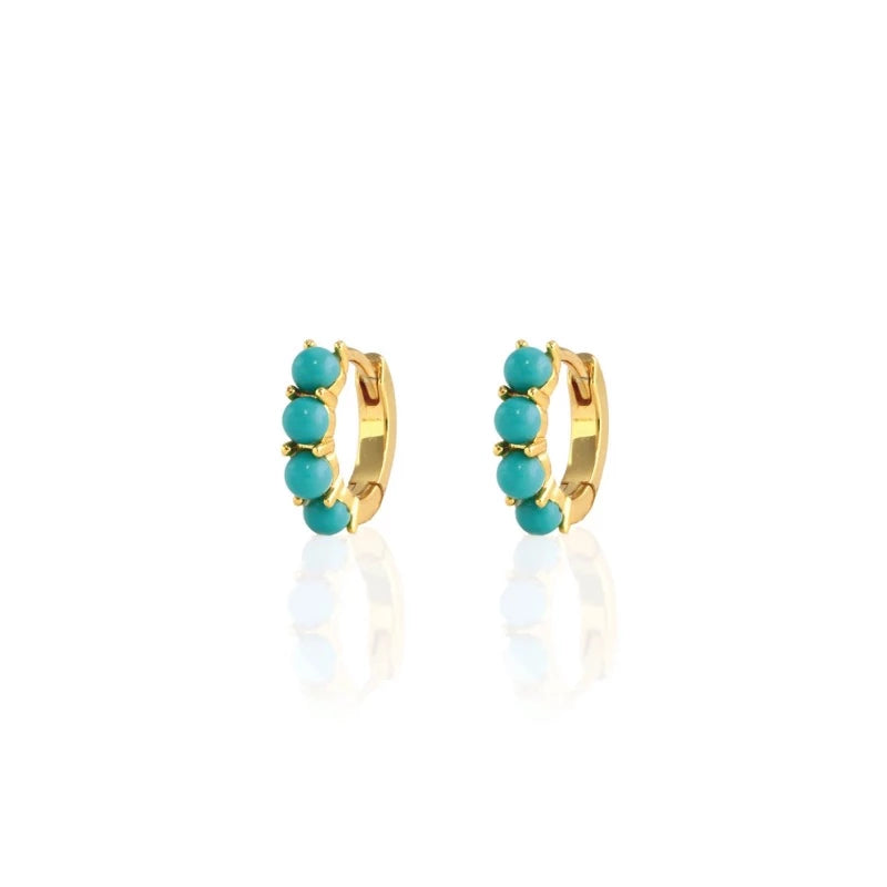 Turquoise hoop earrings gold 