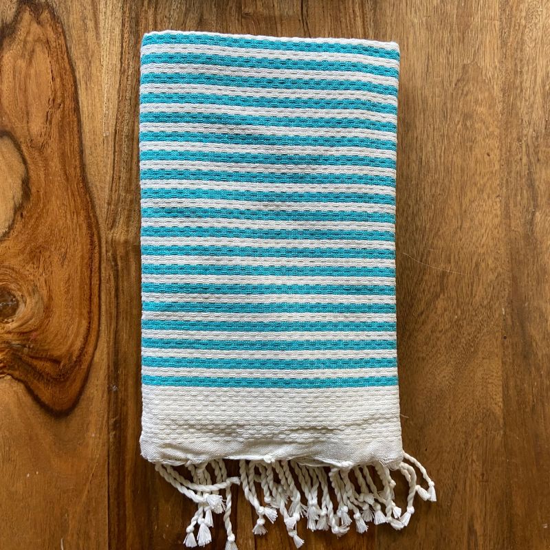 turquoise striped turkish towel