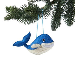 Blue Whale Christmas Ornament