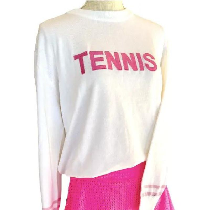 pink and white womens tennis sweater