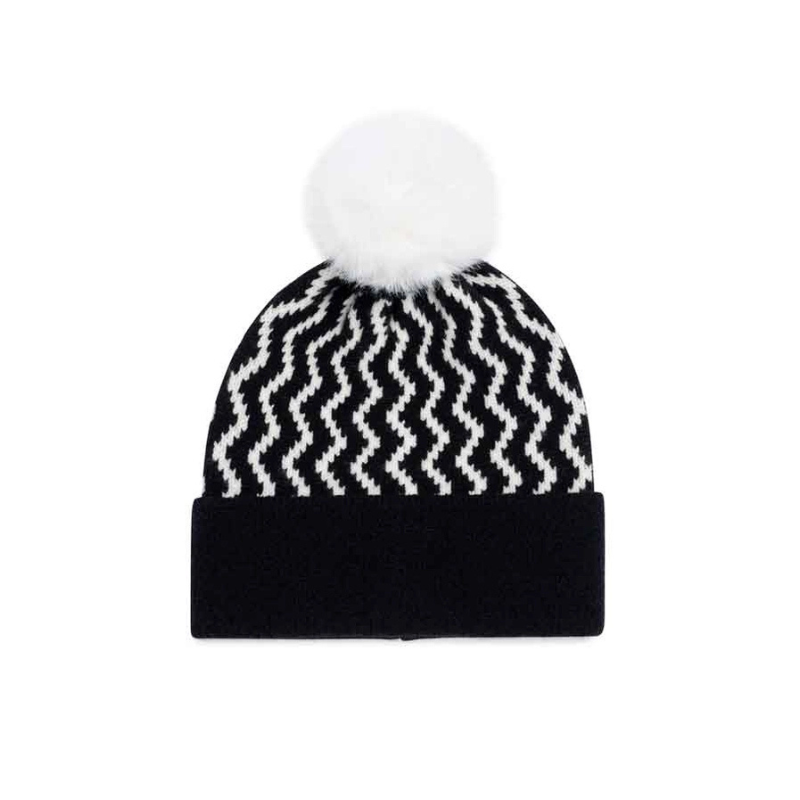 womens black and white winter hat