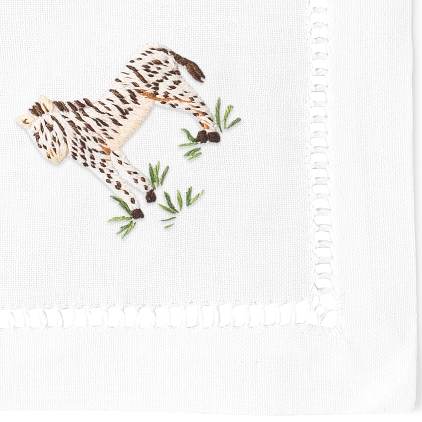 animal embroidered cocktail napkins