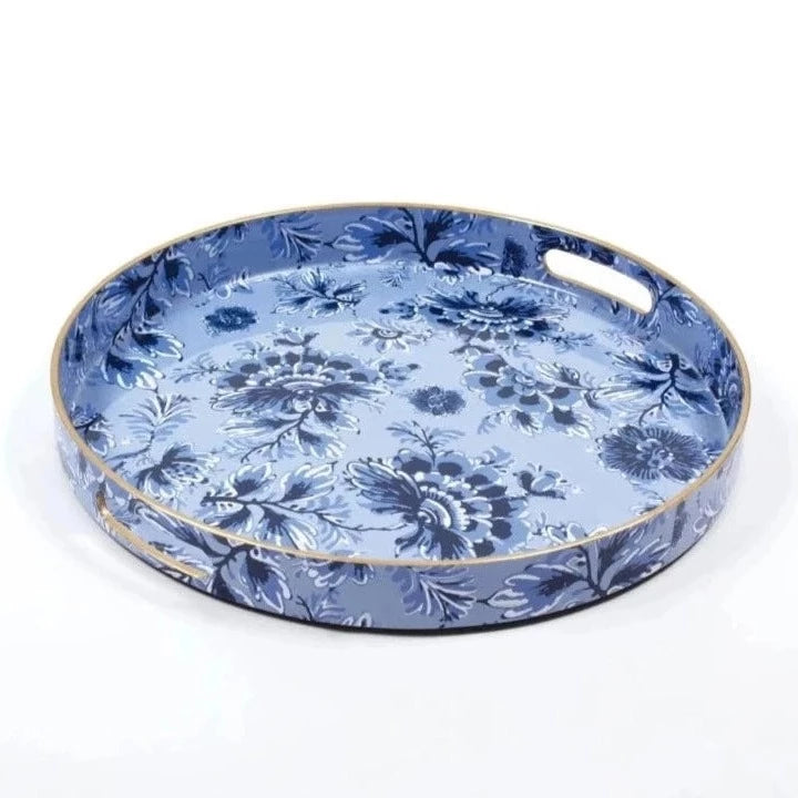 Blue floral serving tray