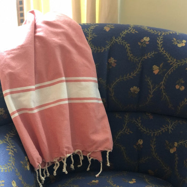 turkish towel throw coral salmon pink 