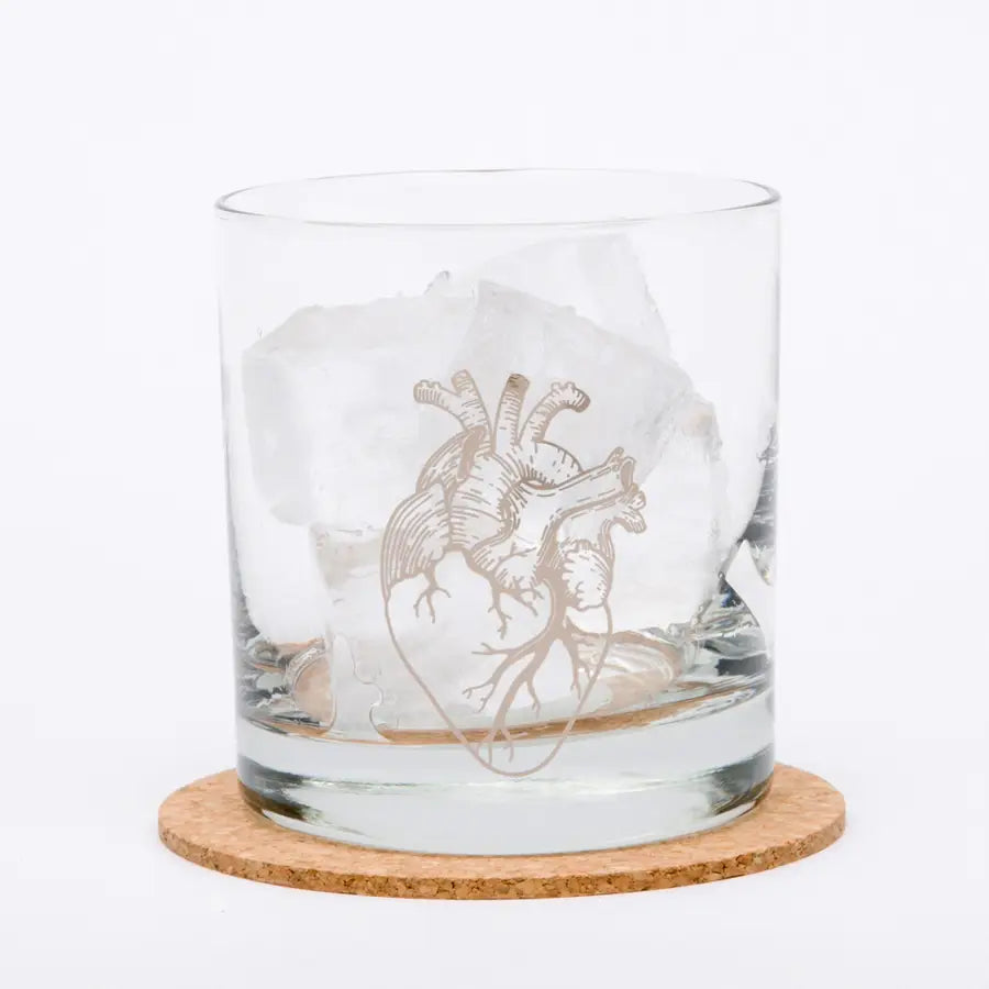 Heart rocks bourbon glass