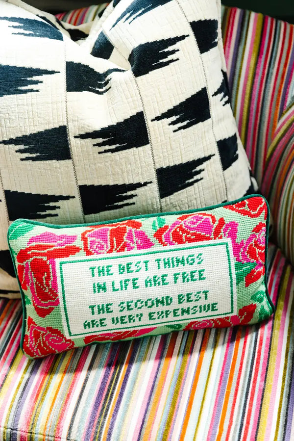 best things in life needlepoint pillow