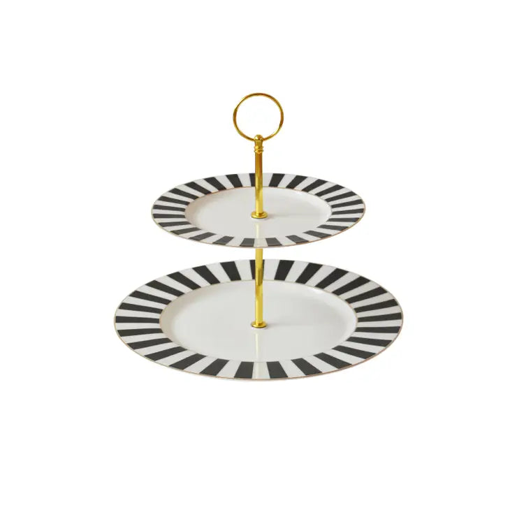 Black & White Striped Cake Stand Cambridge