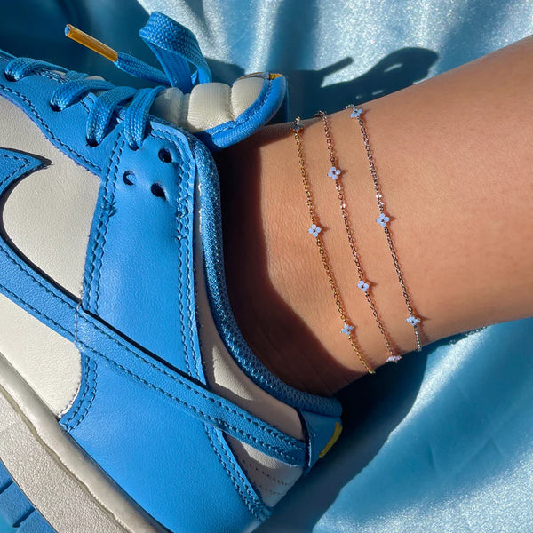 blue blossom anklet on models
