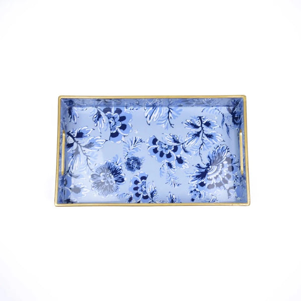 blue floral accent tray