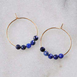 blue lapis hoops earrings
