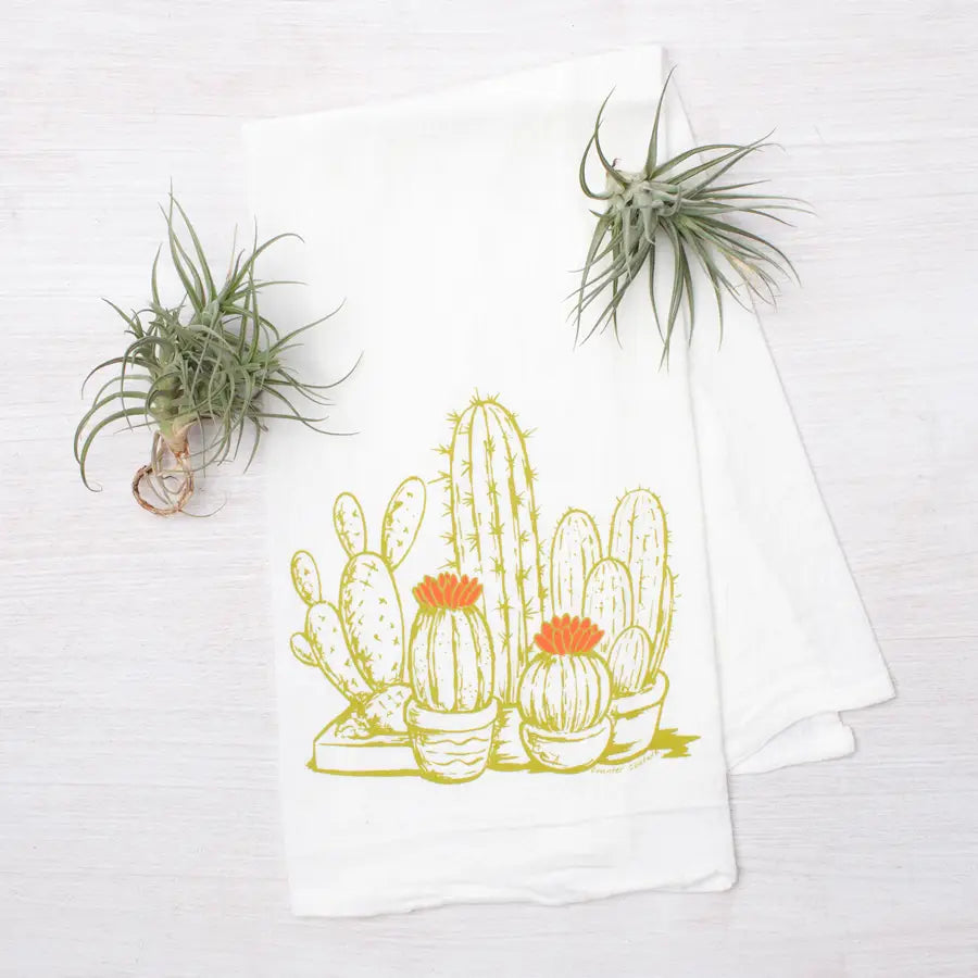 cactus print kitchen tea towel