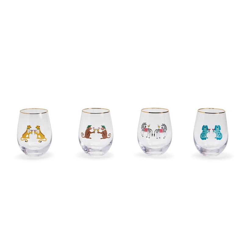 cute animal wine glasses set