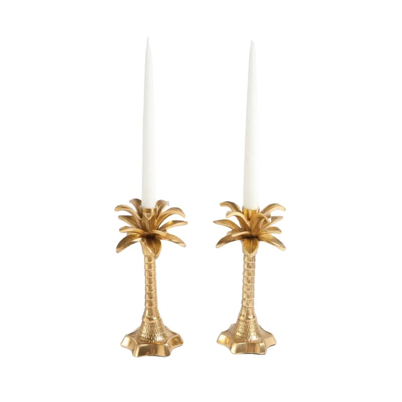 gold palm tree candlesticks