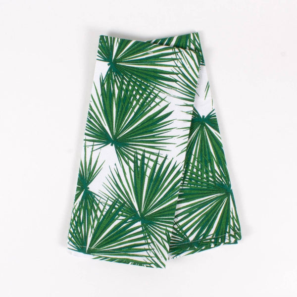 palm print green kitchen towels