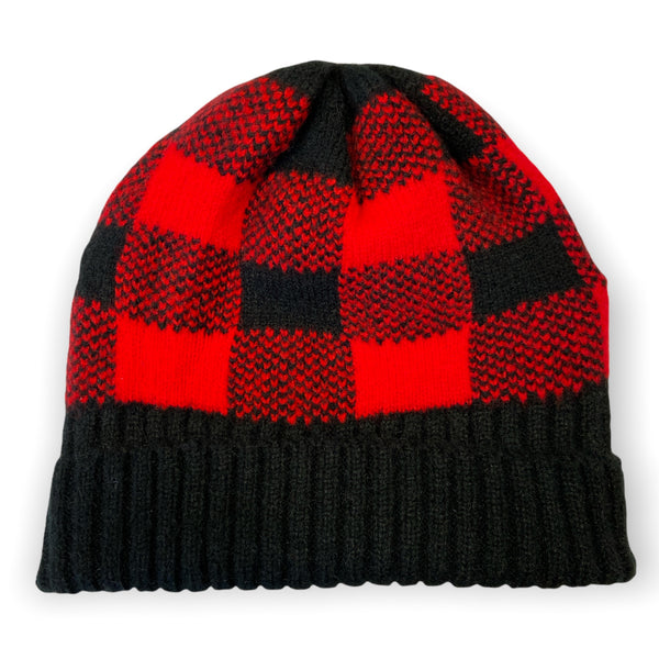 Buffalo Check Knit Winter Beanie Hat | Available in 3 Colors