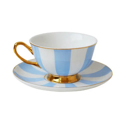 blue striped teacup and saucer