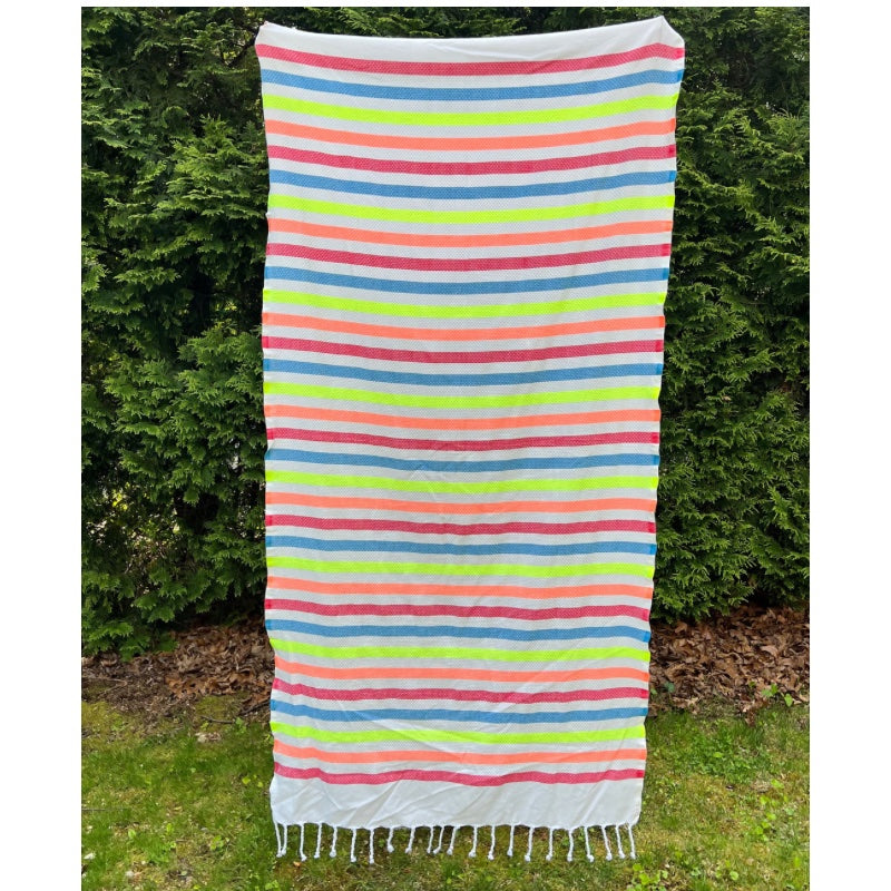 rainbow neon stripe beach turkish towel 