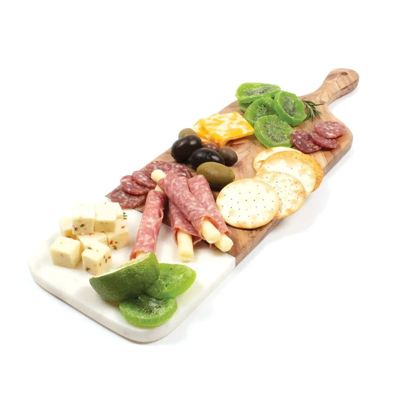 marble and wood charcuterie board