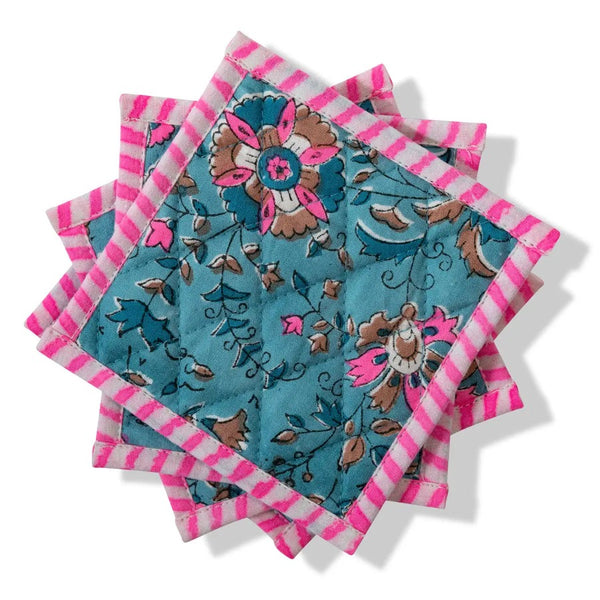 blue and pink coasters