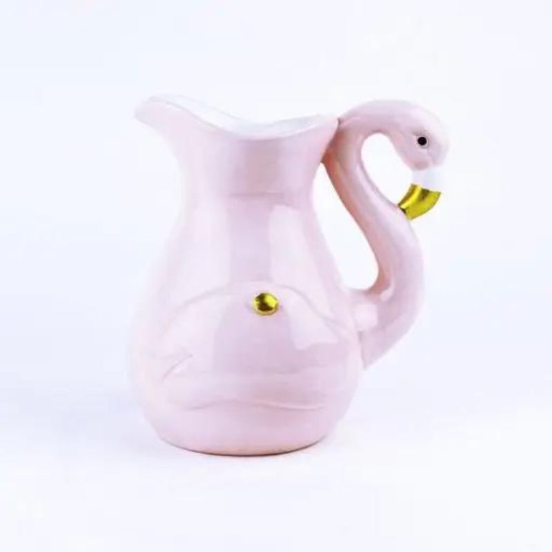 Ceramic Pink Flamingo Pitcher