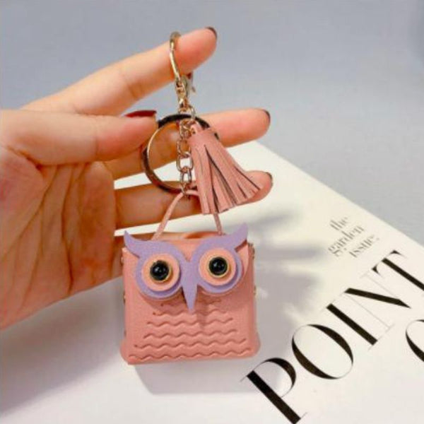 pink owl keychain