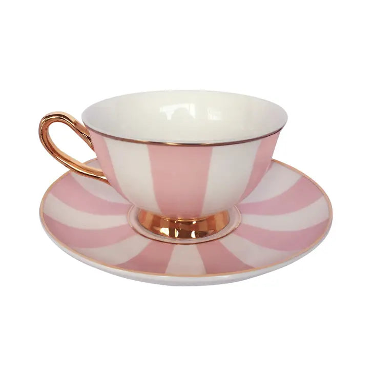 pink striped teacup