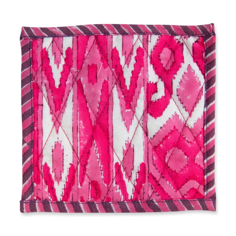 pink fabric coasters set