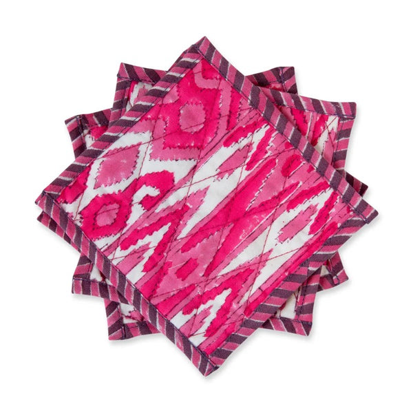 poppy pink printed coaster set