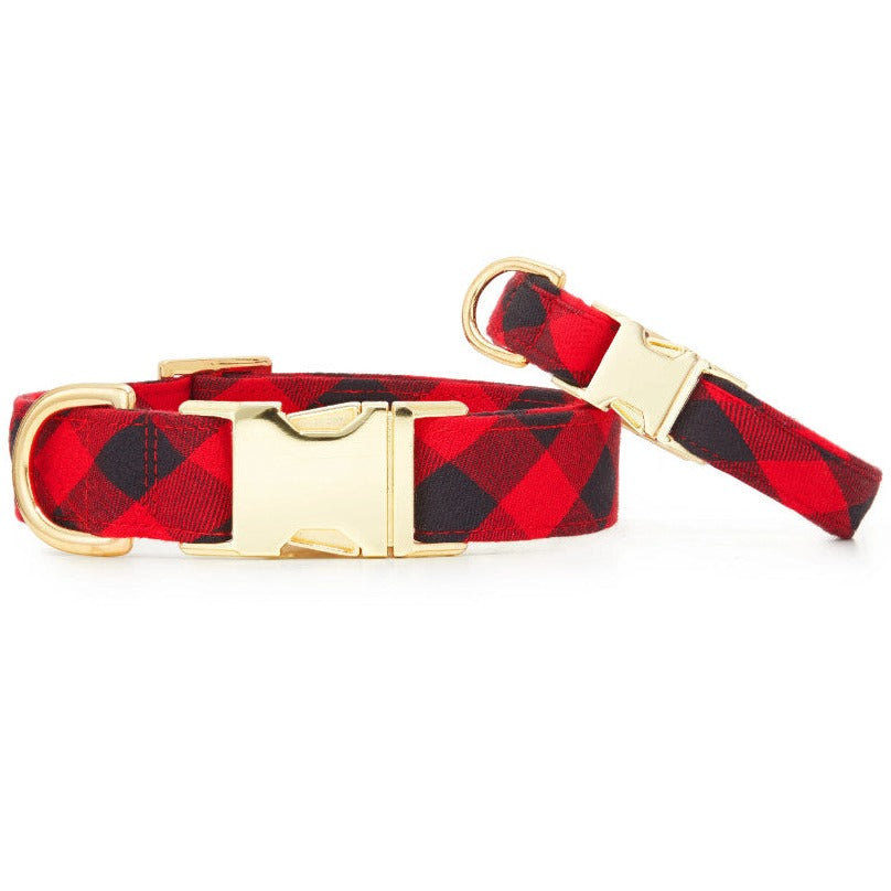 red black plaid dog collar
