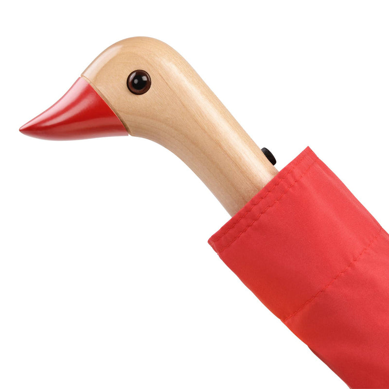 red duckhead umbrella close up