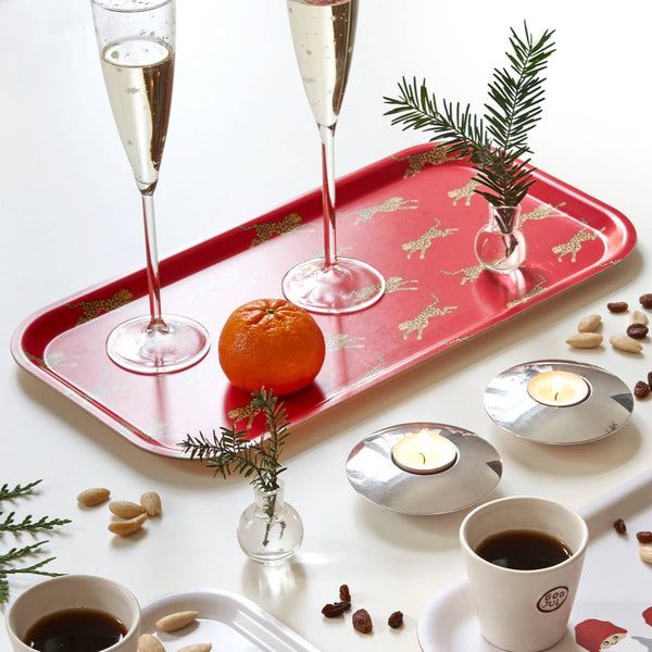 fun red leopard serving tray