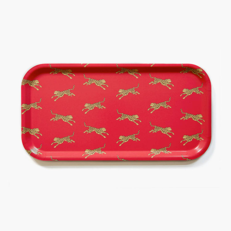 red leopard print serving tray